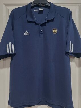 adidas Navy Blue Notre Dame Crest CLIMACOOL Polo, Large